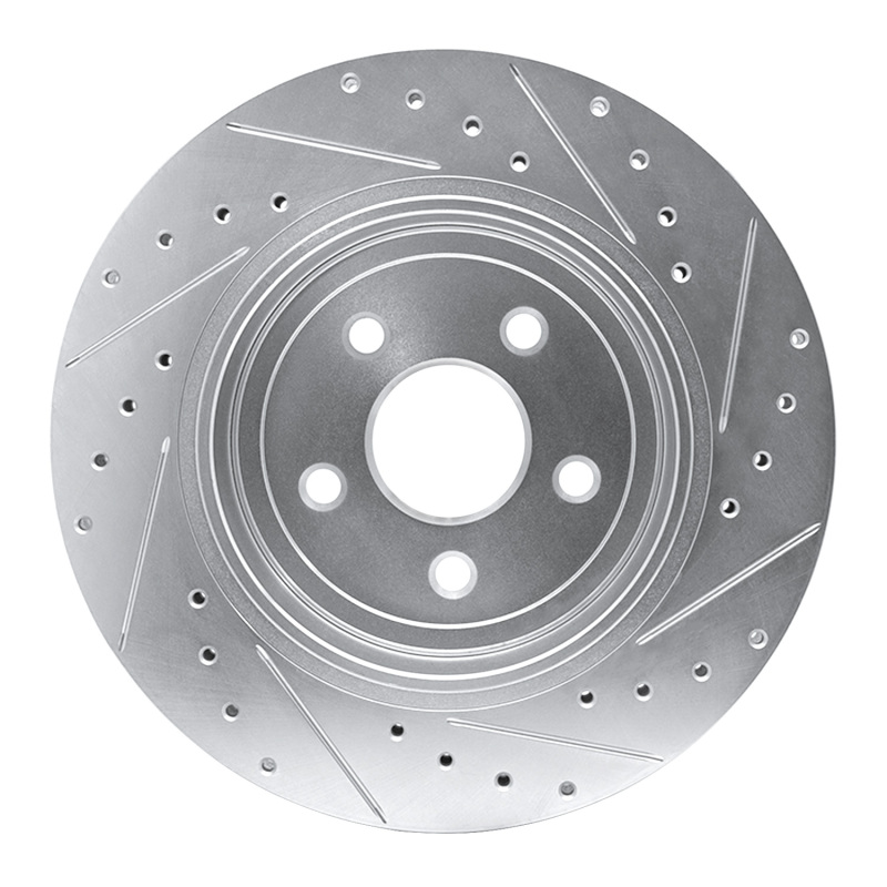 Jeep Grand Cherokee Brake Rotor (1) - Rear Left - R1 Concepts - Drilled & Slotted - Silver - `06-`10